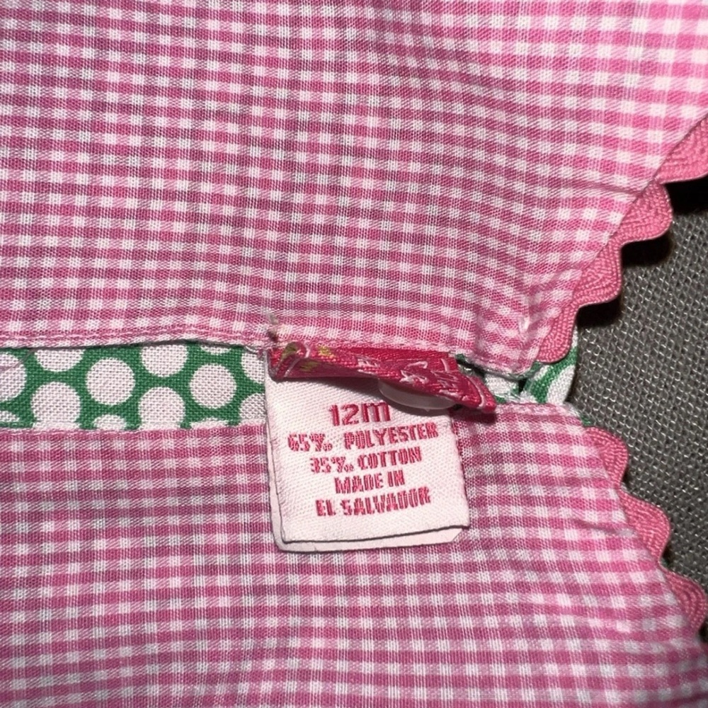 Girls Owl Polka Dot A-Line Sleeveless reversible Dress Pink Green 12M. - Picture 7 of 7